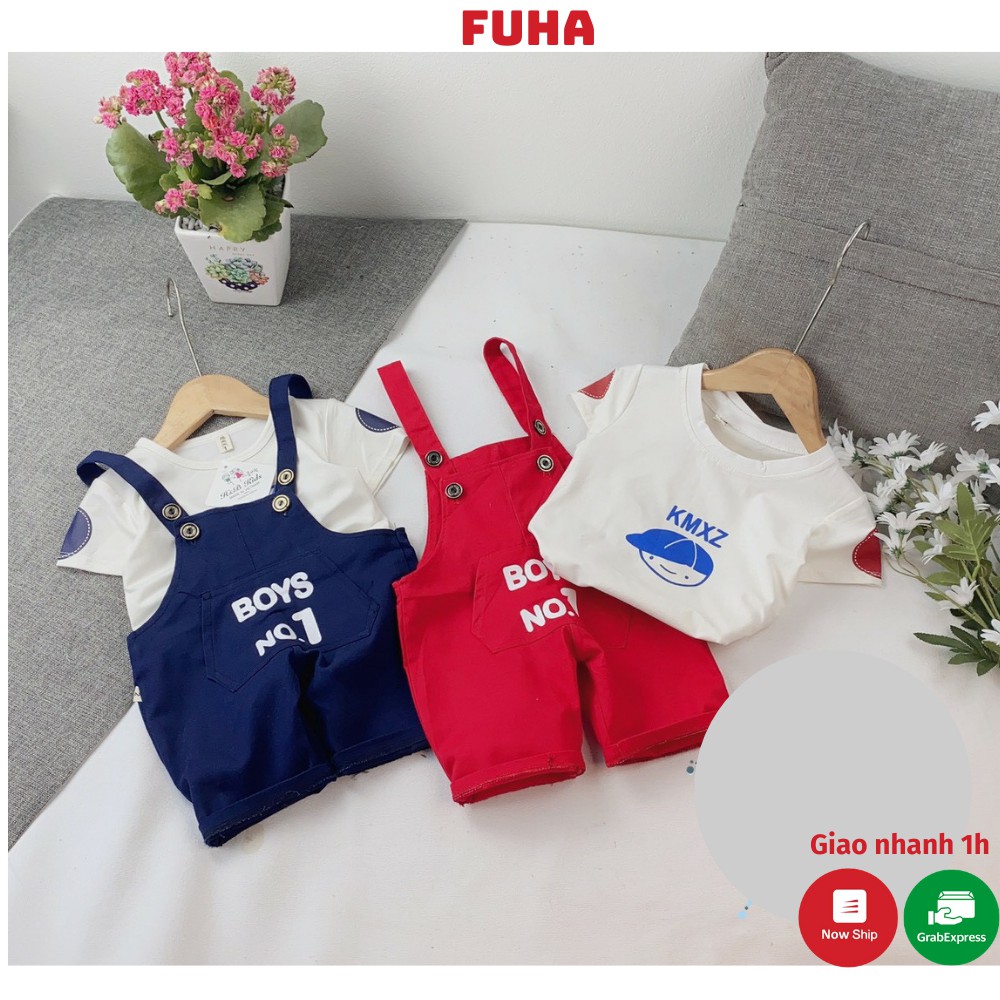 Yếm kaki boys no.1 kèm áo thun cotton sành điệu cho bé
