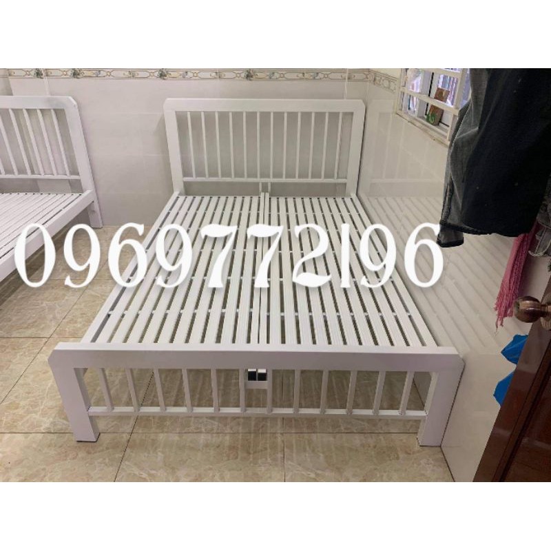 Giường sắt hộp 4-8 không si 1m6x2m bảo hành 2 năm - Giao hàng miễn phí nội thành HCM ( hình chụp thật 100%)