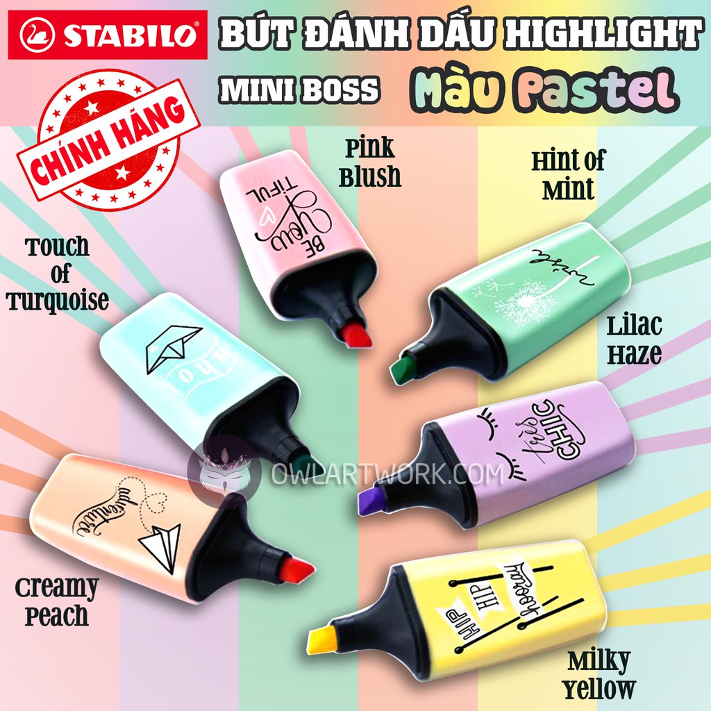 [CHÍNH HÃNG] Bút Dạ Đánh Dấu Stabilo Mini Boss Highlighter - 6 màu Pastel (Made In Germany)