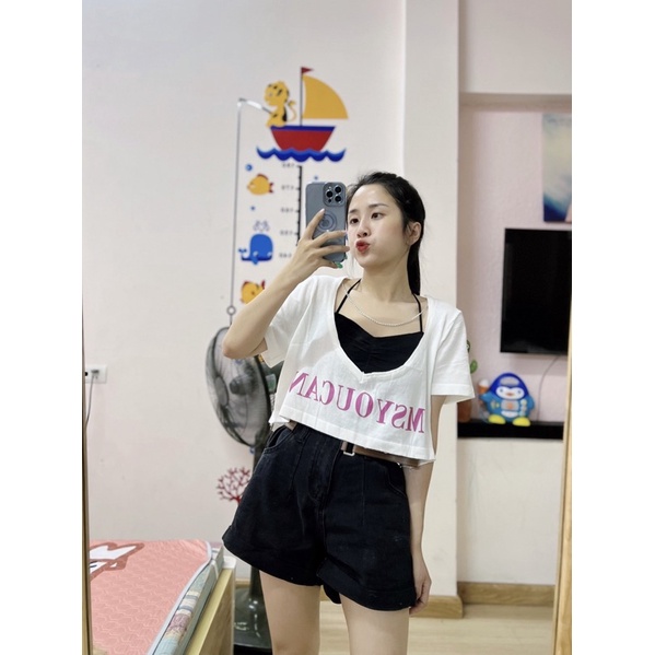 Set áo croptop trắng