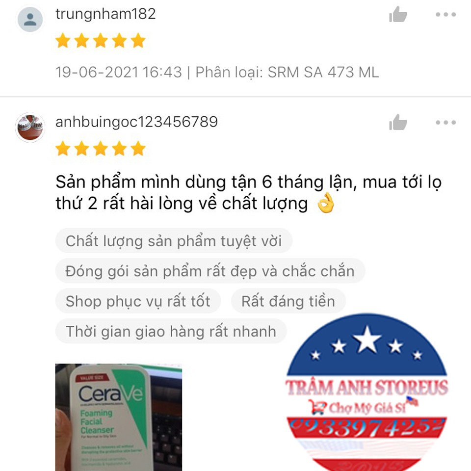 Sữa rửa mặt dịu nhẹ CERAVE Foaming Facial Cleanser