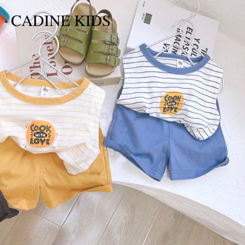 Bộ cho bébé trai chất cotton kẻ nagng in hình cute siêu xinh 8-18kg Cadine kids