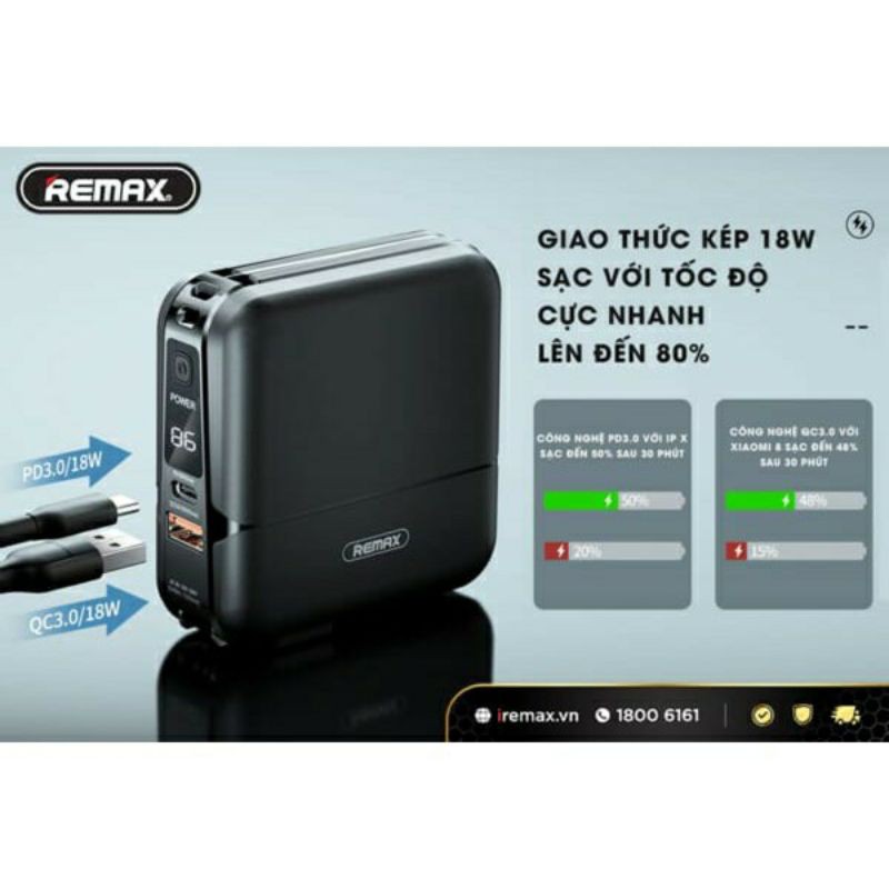 Remax RPP 20 Pin sạc dự phòng remax rpp 20 dung lượng 15000mAh- Cốc sạc kiêm pin dự phòng RPP20 sạc nhanh 18WQC3.0 PD3.0