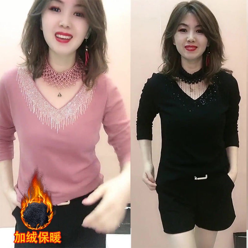 Áo phối ren cổ đứng tay dài chất liệu dày dặn thời trang thu đông 2021 cho nữ