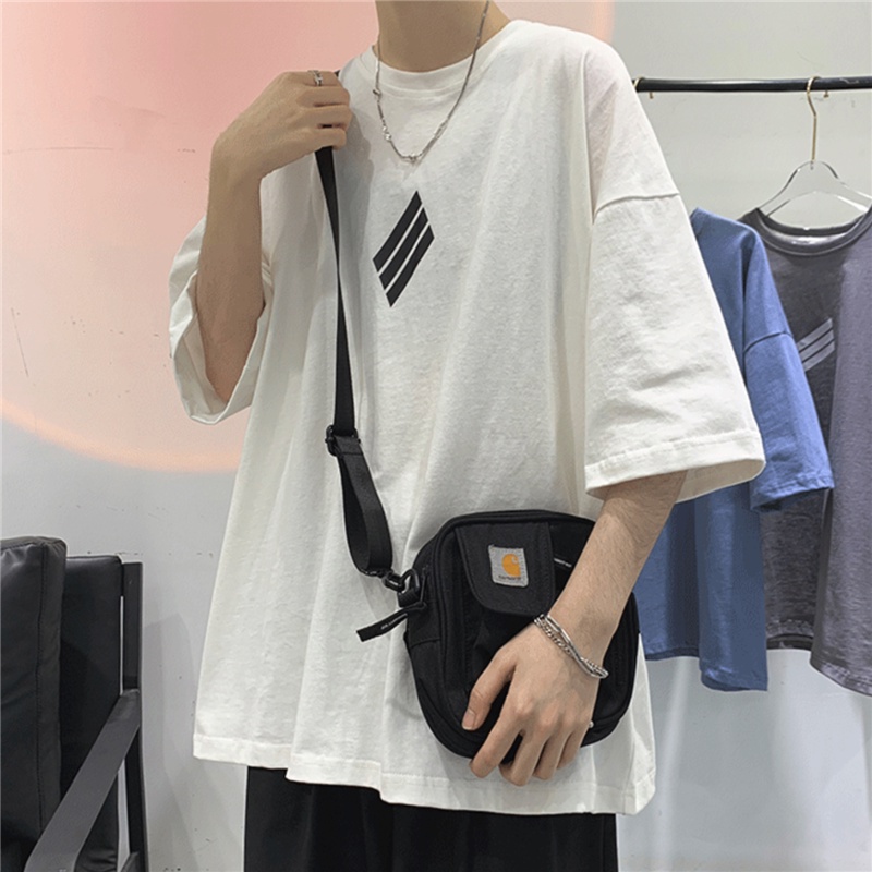 Áo thun tay ngắn cổ tròn dáng rộng in họa tiết thời trang phong cách Hàn Quốc dành cho nam