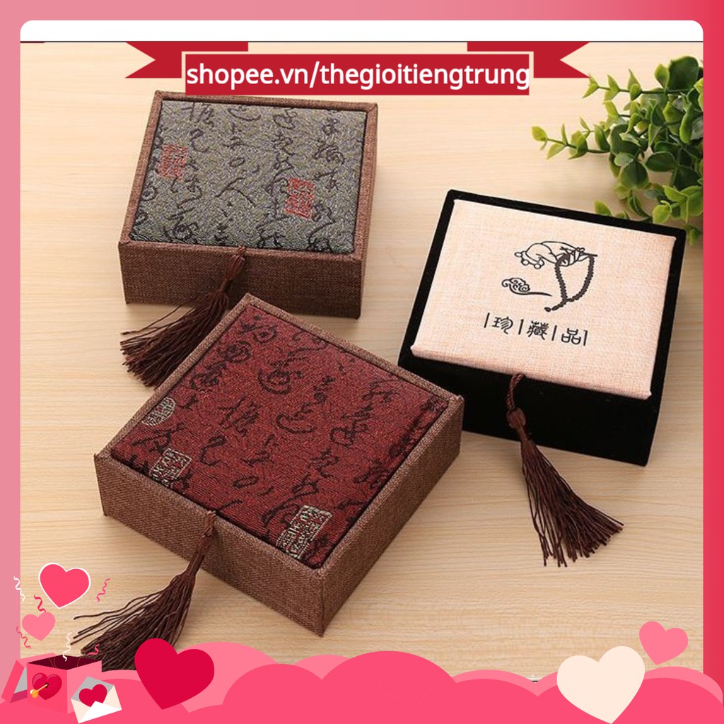 Hộp gỗ cổ trang trang trí quà tặng trưng bày gắn tua rua siêu xinh (xem nhiều mẫu)