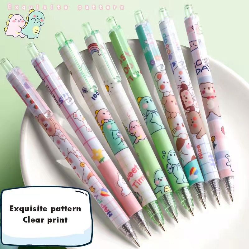 Set 6 Bút Mực Gel Ngòi 0.5mm Thiết Kế Hoạt Hình Dễ Thương