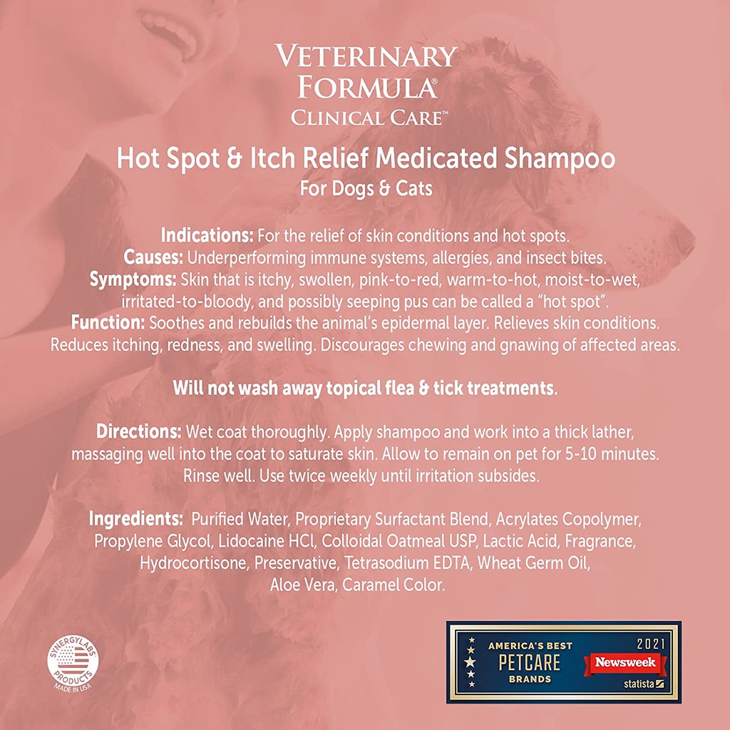 Dầu Tắm Giảm Viêm Ngứa, Nốt Đỏ Kích Ứng Da Cho Chó Mèo Veterinary Formula Clinical Care Hot Spot &amp; Itch Relief SUPERPETS