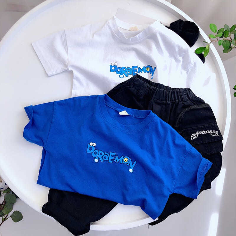 Áo Thun 100% cotton Tay Ngắn In Họa Tiết Hoạt Hình Dễ Thương Thời Trang Mùa Hè Cho Bé Trai Và Gái