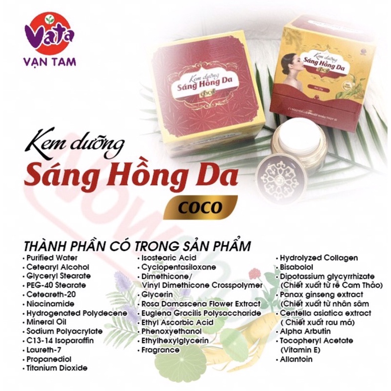 Kem dưỡng Sáng Hồng Da Coco_ Giúp dưỡng da,ngăn ngừa và làm mờ nám,sạm,cho làn da mềm,sáng hồng rạng rỡ
