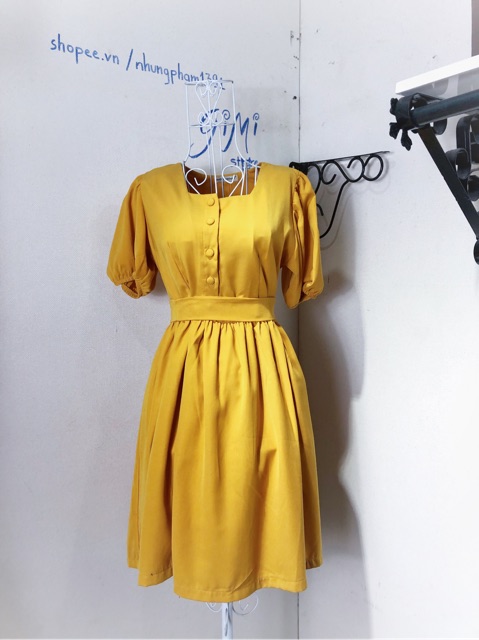 KÈM ẢNH THẬT Đầm xoè tay nhún phồng Zachary