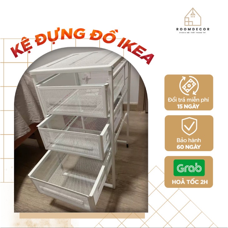 Kệ Đựng Đồ Đa Năng IKEA 3 Tầng Có Bánh Xe Chắc Chắn, Kệ Đựng Mỹ Phẩm, Để Đồ Nhà Bếp, Để Sách, Kệ Spa