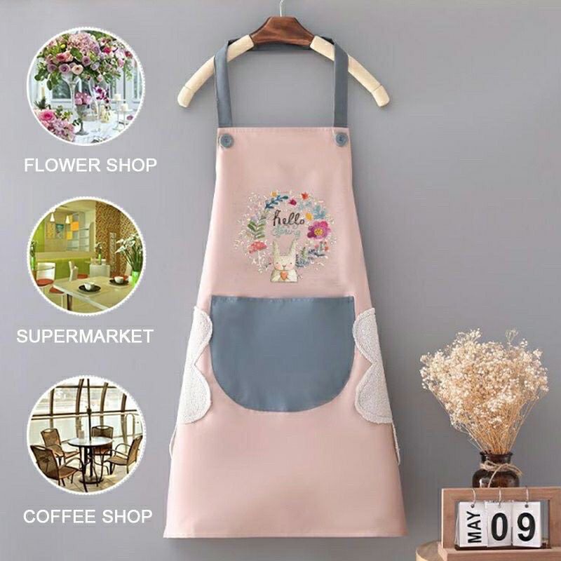 Tạp Dề chống nước chống  Dầu  Mỡ in hình thỏ Hoạt Hình Dễ Thương