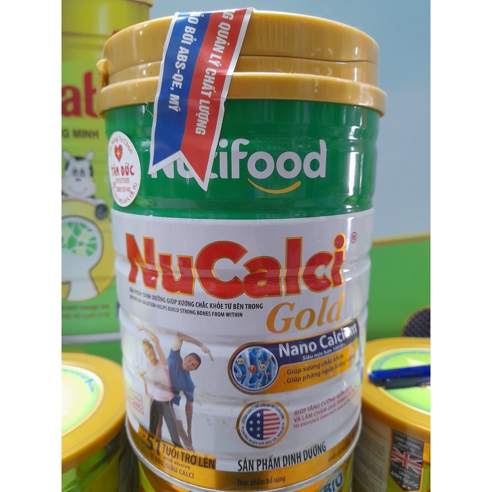 Lon Sữa Bột Dinh Dưỡng Nucalci Gold Nutifood 900gr Dành Cho Ngừời Từ 51 Tuổi Trở Lên Giúp Xương Chắc Khỏe