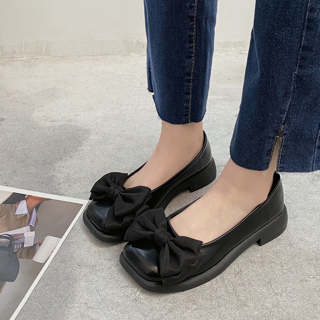 Giày marry đế đốc mũi vuông nơ xinh đế 3cm siêu xinh sang chảnh