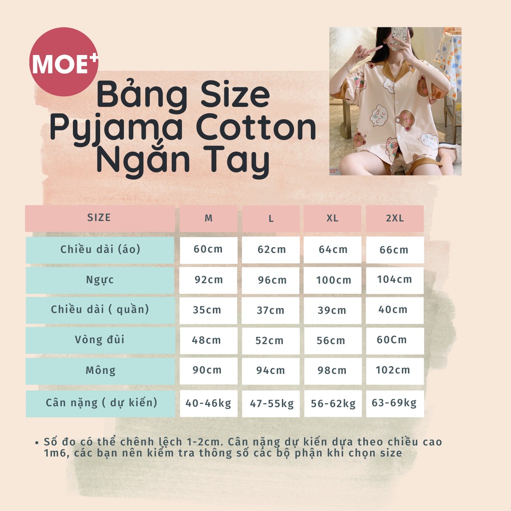Bộ Ngủ Pyjama Cotton Ngắn Tay Korea Hè 2021