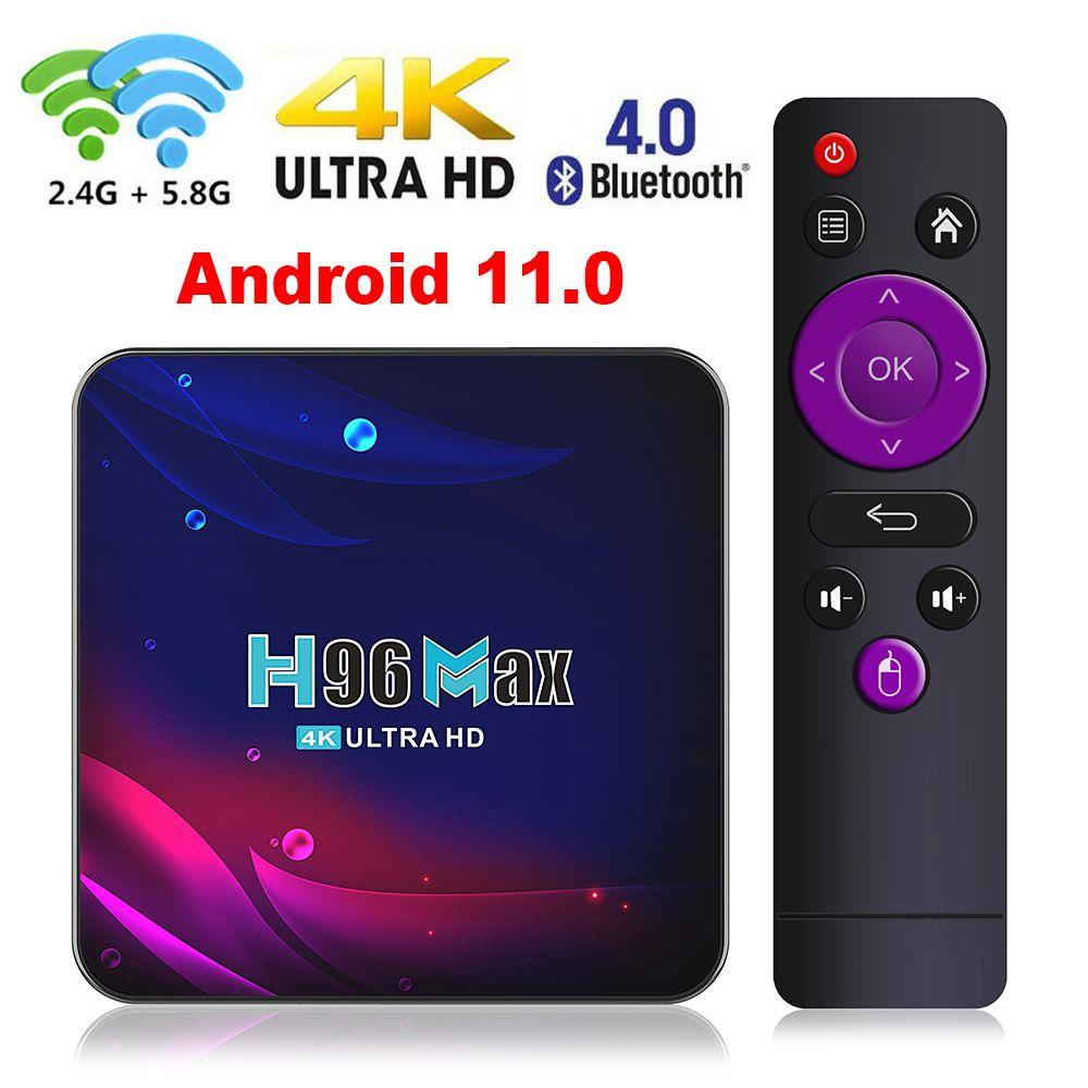 BTLIMER Đầu TV thông minh H96 Max V11 hệ thống set-top RK3318 Bluetooth wifi 4GB 32/64GB 4K H.265 2.4G/5.8G Android 11.0 2021