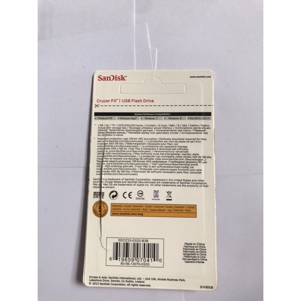 USB Mini Siêu Nhỏ Gọn Sandisk Cruzer Fit 32GB USB 2.0 mini siêu nhỏ