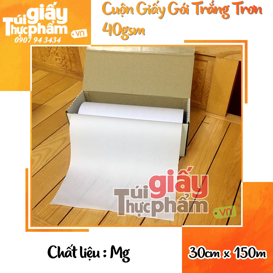 Cuộn Giấy Gói Pelure Thực Phẩm _ thời trang _Không In (30 &amp; 40gsm)