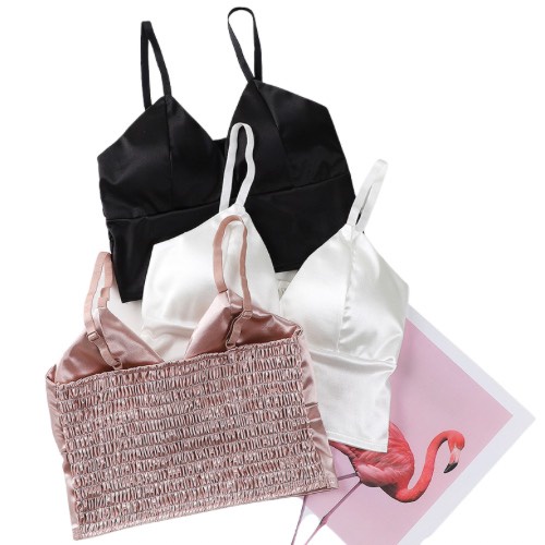 Áo Ngực Dáng Dài Satin Mềm Mại Đệm Mỏng Nâng Ngực Quyến Rũ DAN L&amp;U 3313