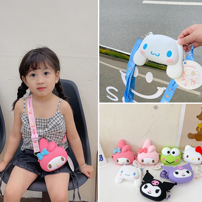 DISNEY Túi Đeo Vai Đựng Tiền Xu Bằng Silicon Hình Kuromi Hello Kitty Dễ Thương Cho Bé Gái
