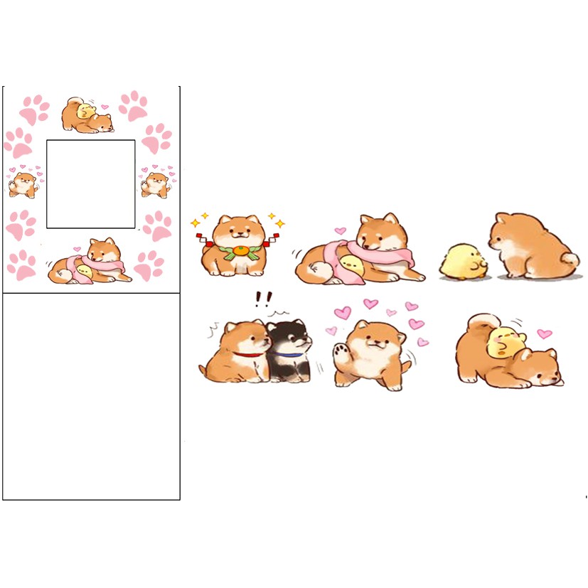 sticker chó shiba cắt rời size to SCI14 có bao giấy cute dễ thương bullet journal