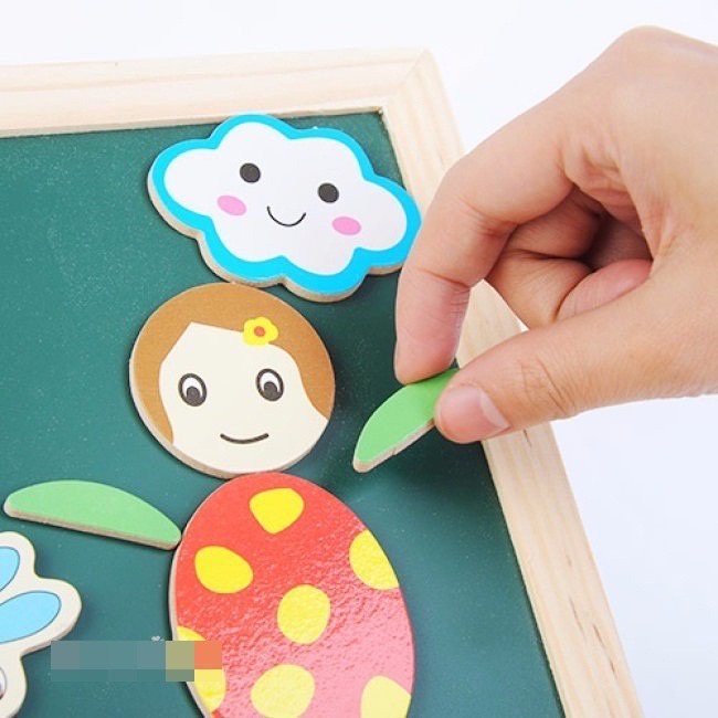 Ghép hình nam châm cho bé, bộ ghép hình gỗ nam châm con vật