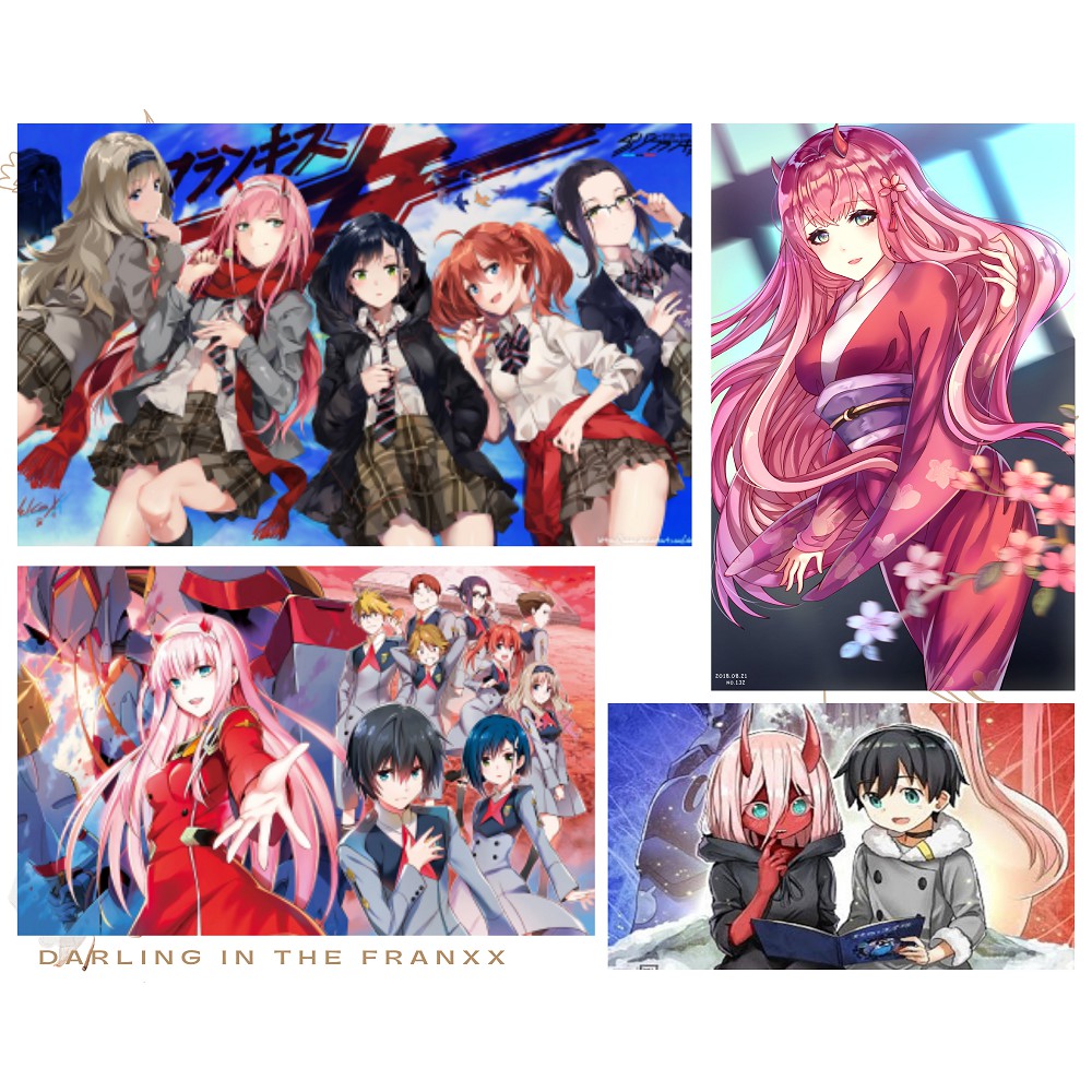 Postcard Darling In The Franxx có dán sticker in hình anime - Quà Tặng