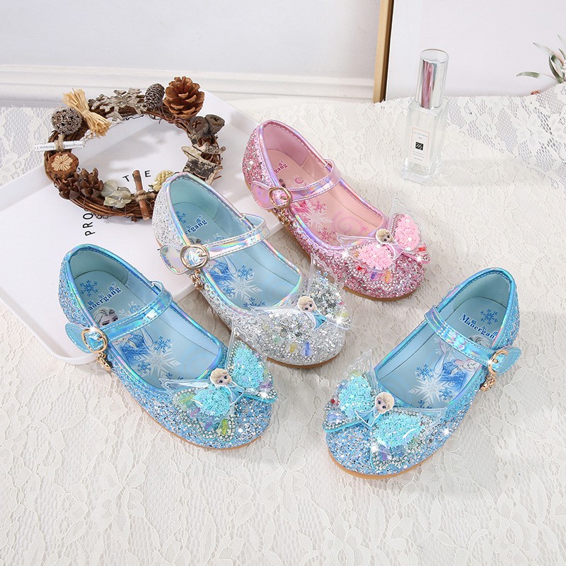 Giày búp bê công chúa elsa cao cấp cho bé gái 2-6 tuổi có kim tuyến lấp lánh