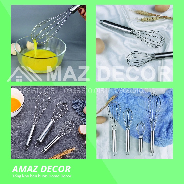 Dụng cụ Phới lồng đánh trứng trộn bột trà chanh làm bánh inox 304 dày dặn cao cấp đẹp