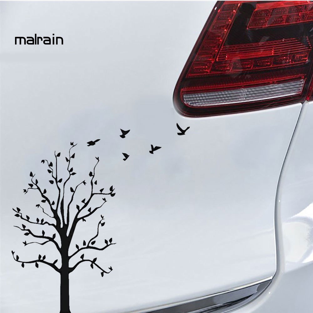 Sticker dán trang trí xe hơi hình đàn chim và cây xanh phản quang tiện dụng