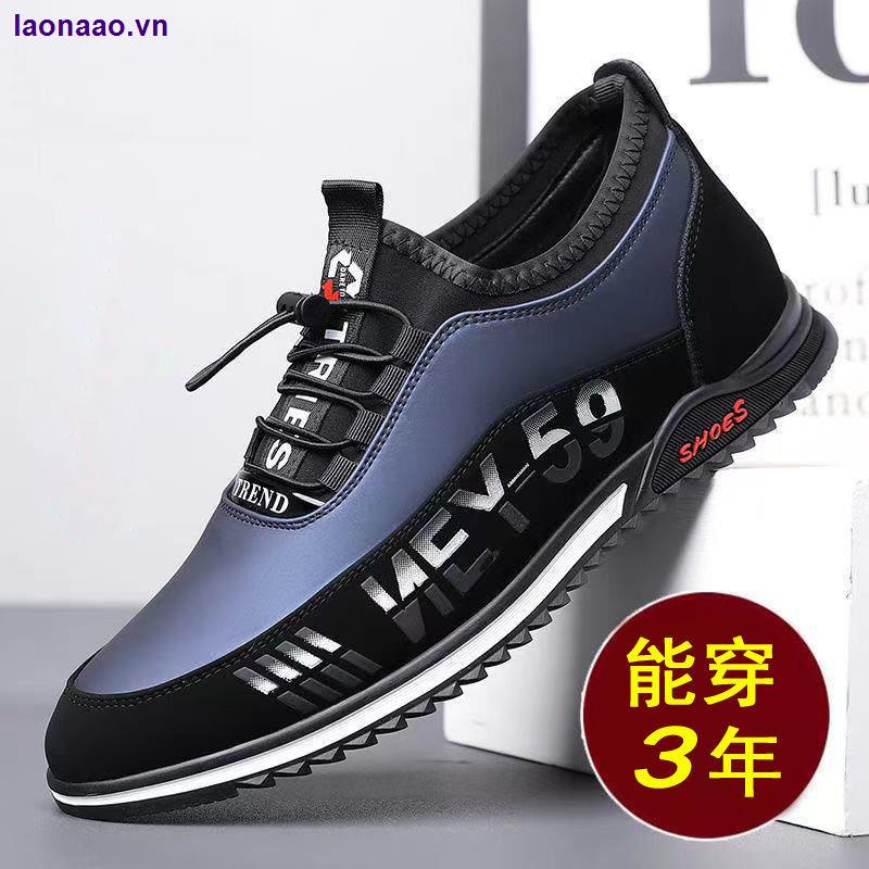 Giày thể thao cổ thấp chất liệu da đế mềm chống bẩn/thấm nước phong cách xu hướng thời trang thường ngày cho nam