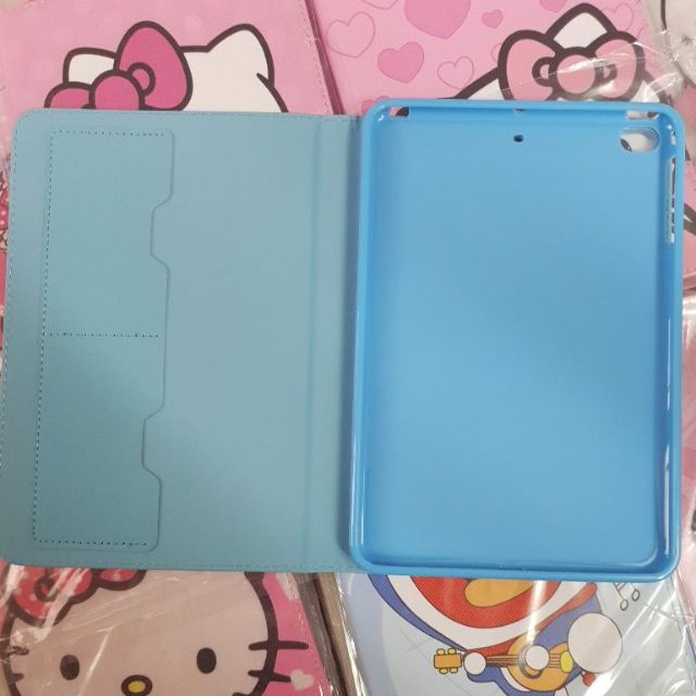 Bao da iPad mini 7.9inch (dùng chung mini1/2/3/4/5) Doraemon, Hello kitty khay lưng dẻo