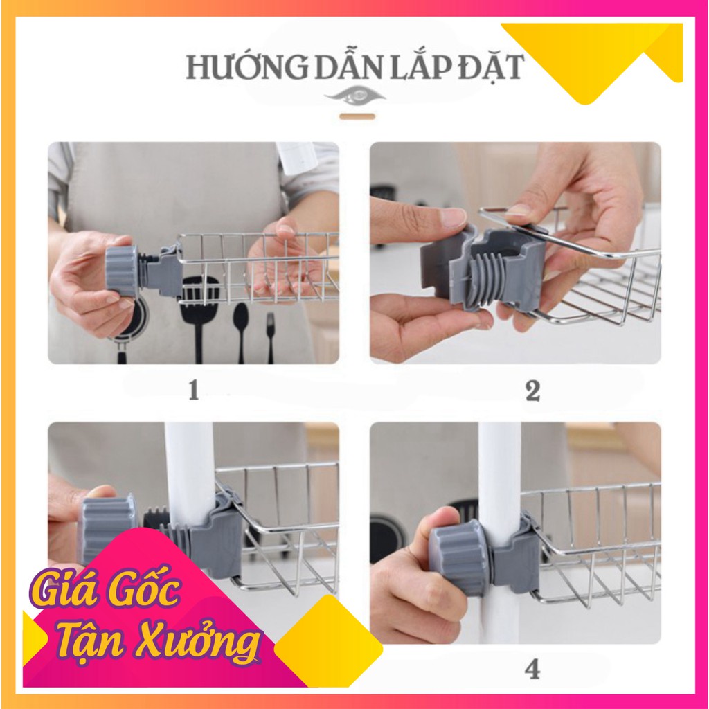 Giá treo bồn rửa bát inox 304 cao cấp , giỏ inox đựng giẻ rửa chén bát tiện lợi