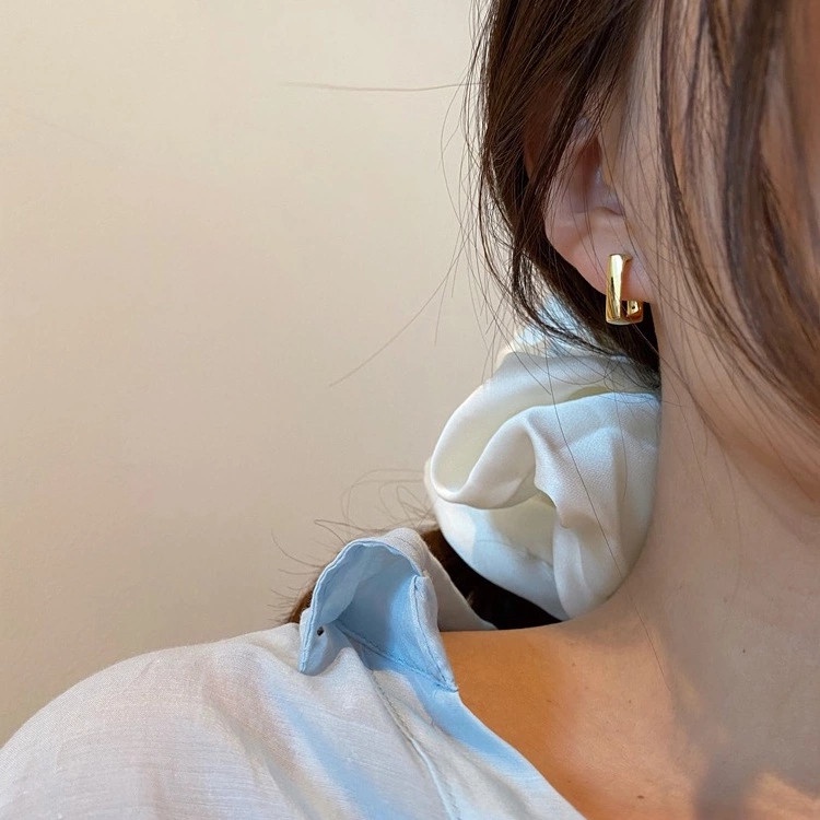 Khuyên Tai Kim Loại Hình Vuông Phong Cách Hip hop Hàn Quốc Cá Tính