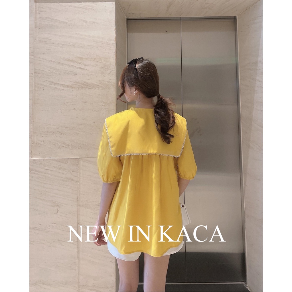 Áo sơ mi nữ Cara Shirt - Áo sơ mi tay ngắn cổ thủy thủ viền ren, kiểu form rộng - KACA
