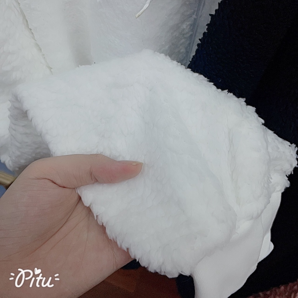 Áo khoác lông gấu tai xù đáng yêu, có 3 màu đen, trắng, hồng, có ảnh và video thật