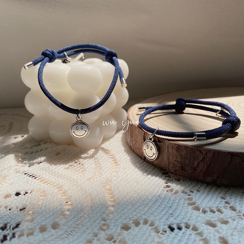 Vòng Đôi Nam Châm Smile Loki Accessories Hai Lớp Chất Liệu Vải - Lắc Tay Cặp Đôi Hàn Quốc - Nam Châm Smile (1 đôi)