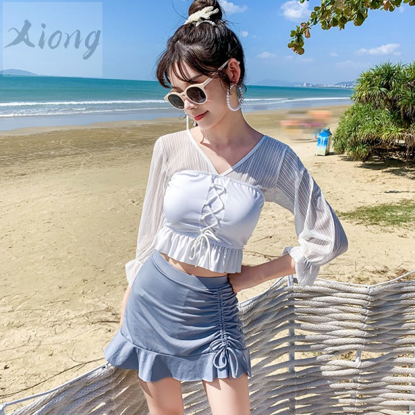 Đồ Bơi Nữ Một Mảnh Dài Tay Cổ Tròn Quyến Rũ