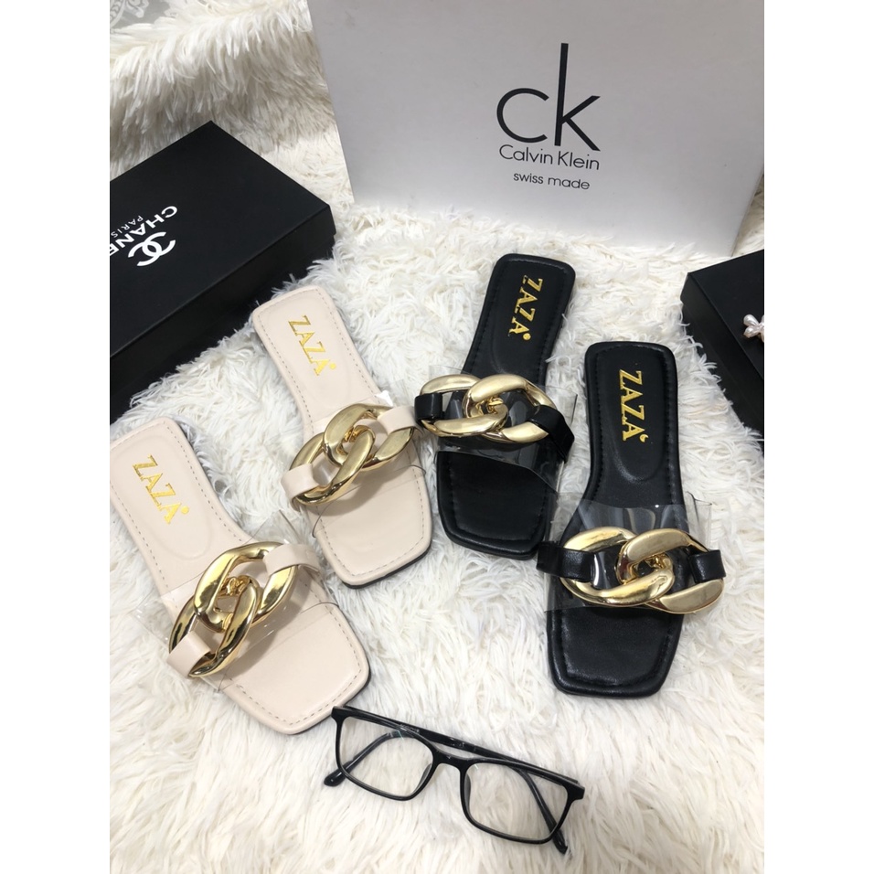 Dép Nữ Quai Ngang Thời Trang Đính Xích To SPB 5