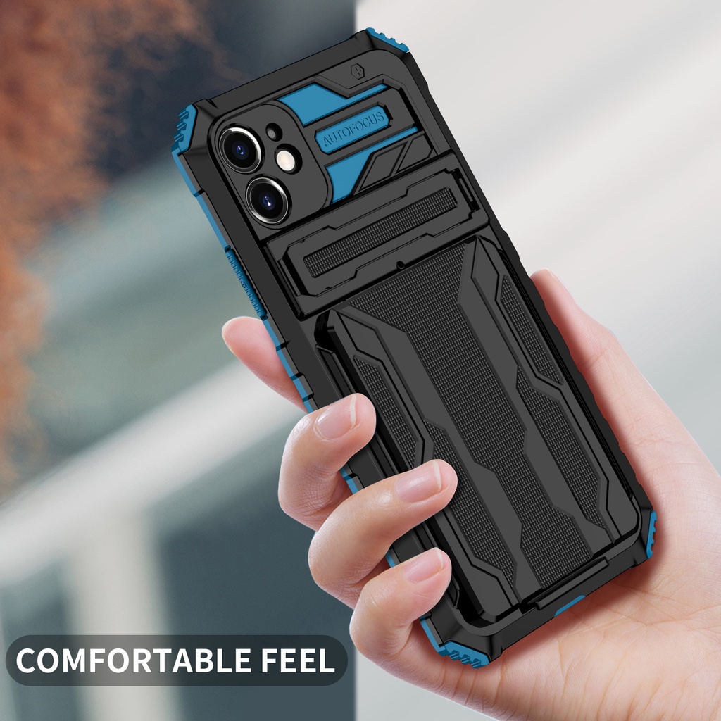 Ốp Điện Thoại Chống Sốc Có Ngăn Đựng Thẻ Và Giá Đỡ Cho iPhone 12 Pro Max XS Max X XR 7 8 Plus 11 Pro Max