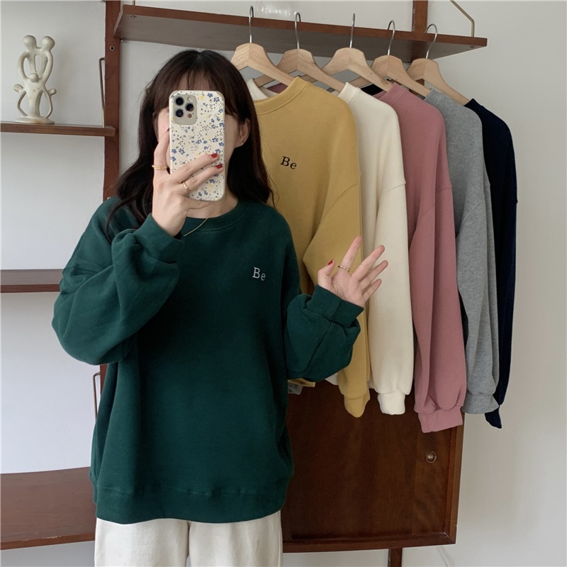 Áo nỉ nữ dài tay có mũ form rộng thời trang Hàn | BigBuy360 - bigbuy360.vn