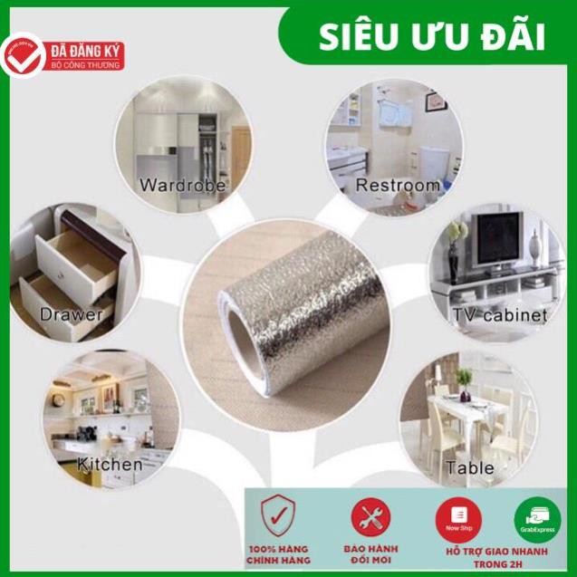 Combo 3m Cuộn giấy bạc dán bếp cách nhiệt chống thấm giá rẻ dán tường nhà bếp chống thấm bền đẹp  loại khổ 60cm .