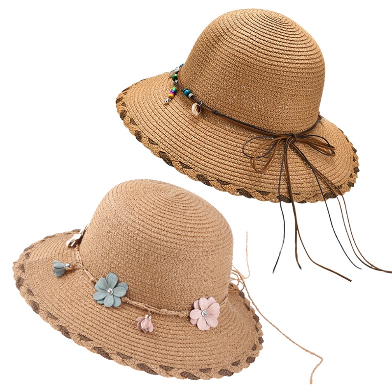 Mũ Cói Rộng Vành Chống Nắng Đính Nơ Tua Rua Phong Cách Bohemian Thời Trang Mùa Hè Cho Nữ