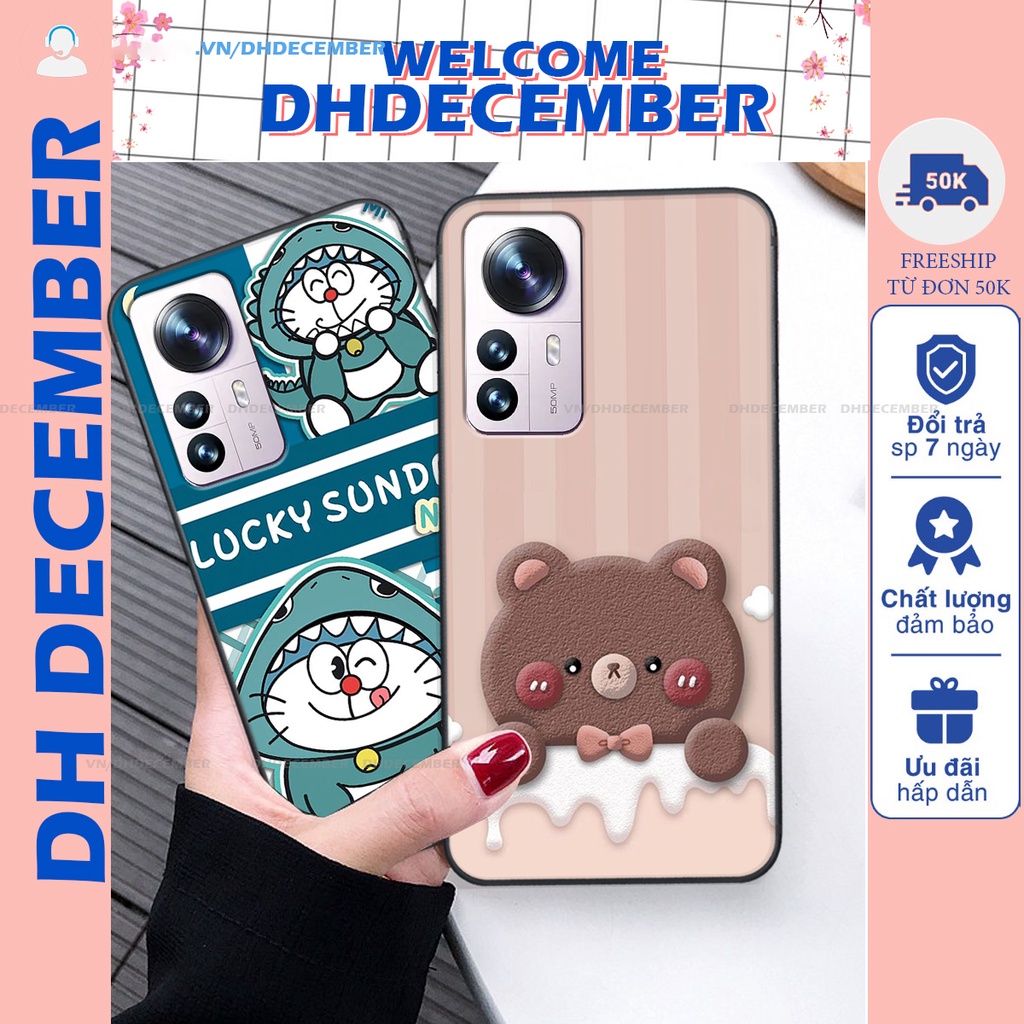 Ốp lưng Xiaomi 12 in hình gấu K@ws, gấu nâu, dor@emon RẺ- ĐẸP- BỀN