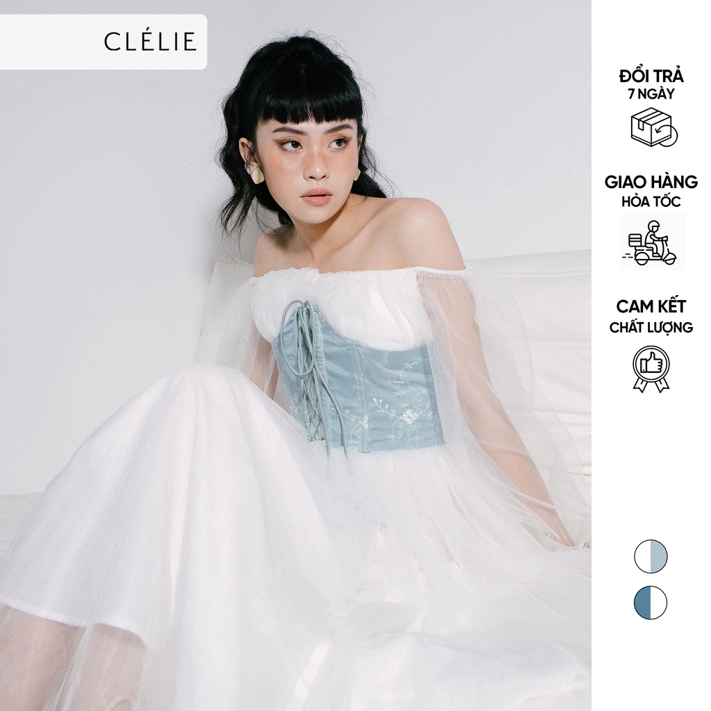 Đầm trễ vai dáng dài kết hợp beo phối đan dây | ADORE DRESS - CLÉLIE