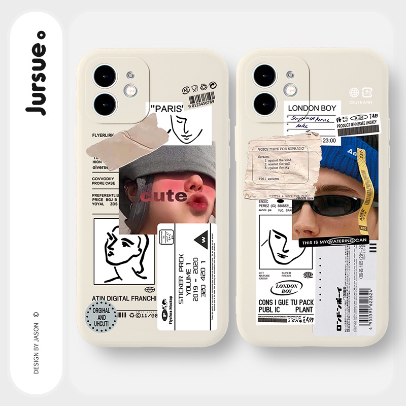 Ốp lưng JURSUE hoạt hình cặp đôi dễ thương đẹp cho iPhone 13 12 11 Pro Max SE 2020 X XR XS ip 8 7 6 6S Plus kute Y344