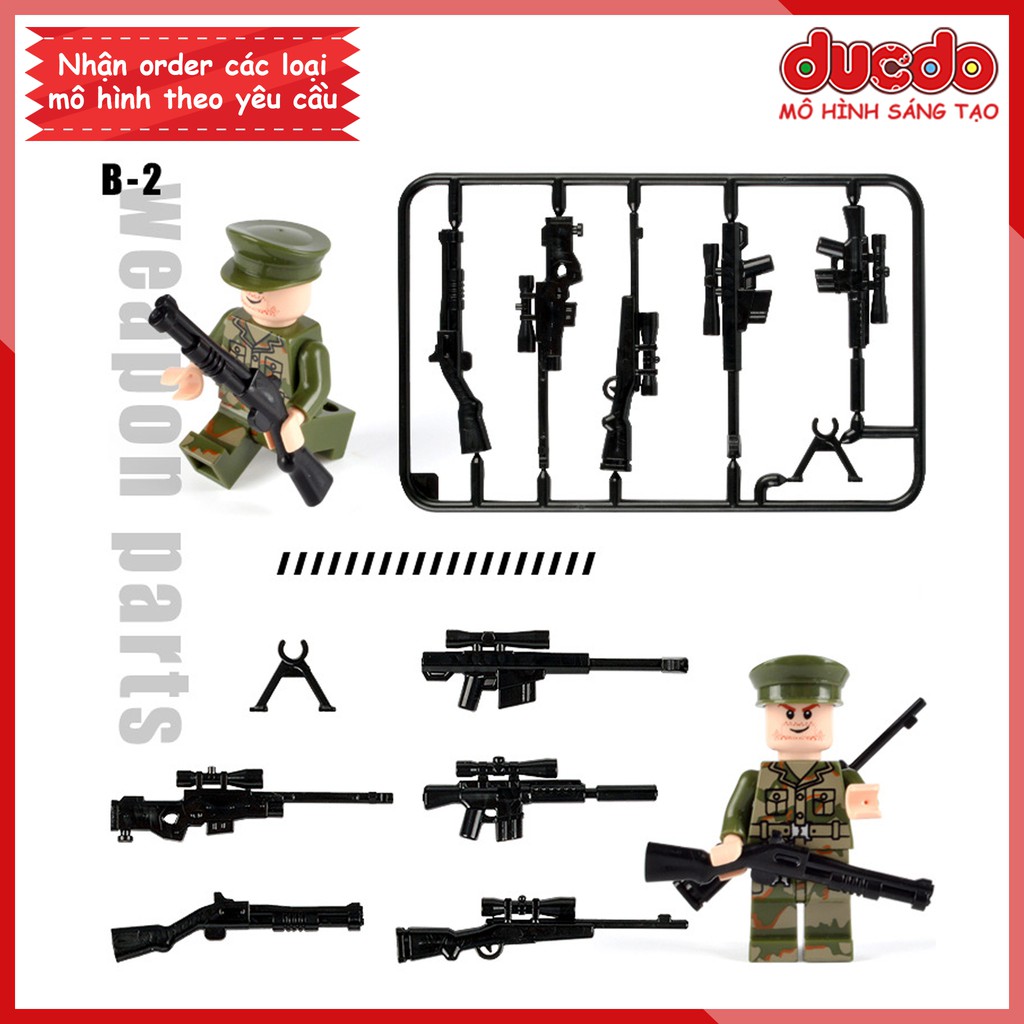 MOC Phụ kiện trang bị vũ khí chiến tranh thế giới 2 - Đồ chơi Lắp ghép Mini Minifigures Army lính Mô hình