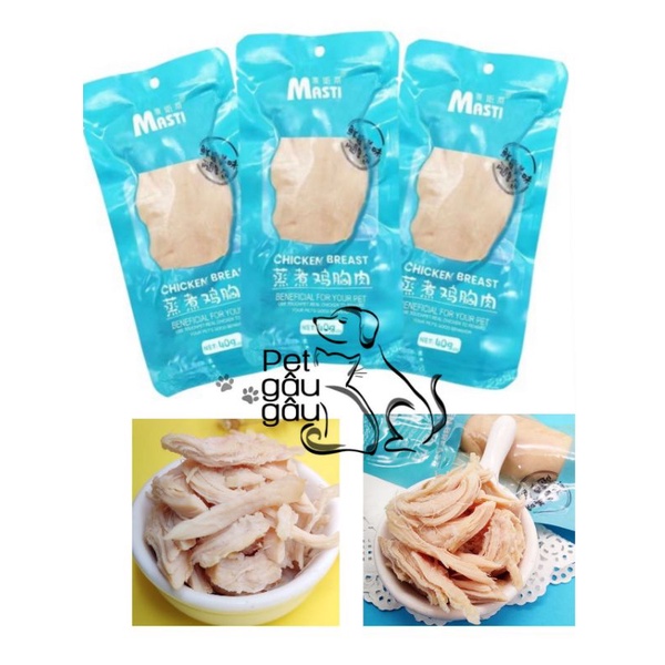 Ức Gà Hấp Cho Chó Mèo Masti 40g Thơm ngon