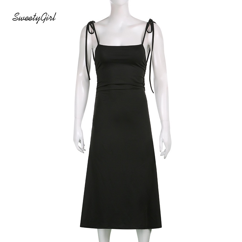 Đầm Hai Dây Ôm Dáng Hở Lưng Màu Trơn Thời Trang Gợi Cảm 2022 Dành Cho Nữ